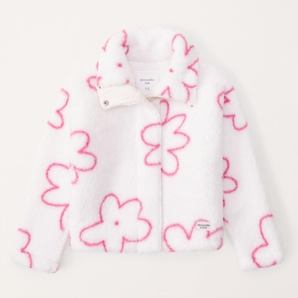 Abercrombie Kids White and Pink Floral Jacket